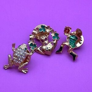 🍀Clover and Claddagh🍀 lapel pin ➕🐸 &🧚🏻‍♂️